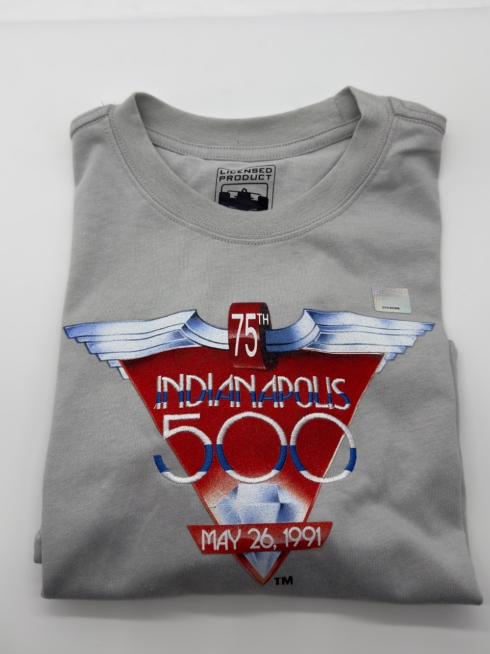 Vintage T-Shirt Indianapolis 500 75th Anniversary Gray Graphic Tee 1991 Size L